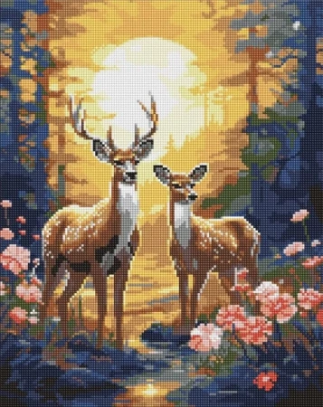 Diamentowa mozaika - Wdzięczny jeleń 40x50cm - Ideyka