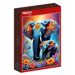Puzzle 1000 Matczyna miłość - Słonie - Alipson