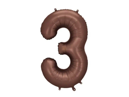 Balon foliowy cyfra 3 86cm mocca - PartyDeco