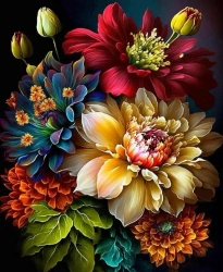 Diamentowa Mozaika Kwiaty bukiet z piwoniami NO-2003012 - Norimpex