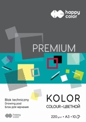 Paczka Blok techniczny kolorowy A3 Premium 220g Happy Color 10sztuk