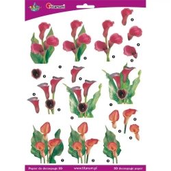 Papier do decoupage 3D kwiaty kalie arkusz - Titanum