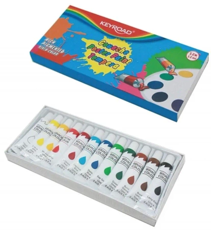 Farby tempera 12x12ml 12 kolorów - Keyroad