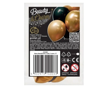Balony Beauty&Charm złote i czarne 5szt - Godan