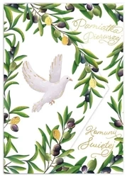 Karnet koperta A5 Komunia. Oliwki i gołąb - Henry