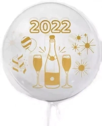 Balon przejrzysta kula "Nowy Rok 2022" 45 cm, 6 sztuk