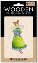 Karnet drewniany C6 + koperta Anioł z kwiatem - Cozywood