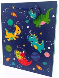 Torebka ozdobna matowa 26x32x12cm Dinozaury - Fresh