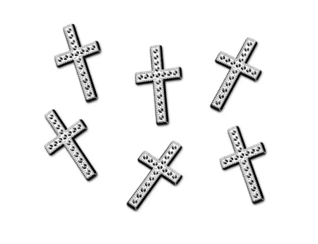 Aplikacje Krzyż srebrny 27mm 25szt - PartyDeco