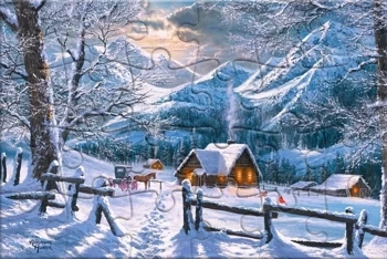 Puzzlowa kartka pocztowa Snowy Morning - Castorland