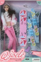 Lalka 29cm z deską snowboardową i nartami - ADAR