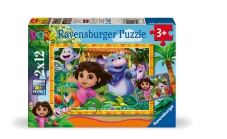 Puzzle dla dzieci 2D: Dora poznaje świat 2x12el - Ravensburger