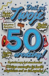 Karnet Urodzinowy z zawieszką 50 - YEKU