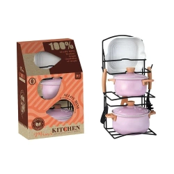 Zestaw garnków metalowych na stojaku - Askato