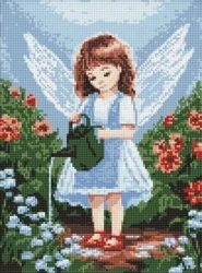 Diamentowa mozaika - Anioł w ogrodzie 30x40cm - Ideyka