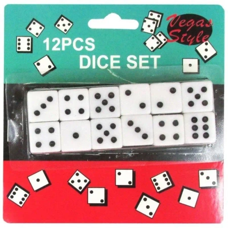 Kostka do gry biała 12szt - Trifox