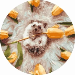 Malowanie po numerach okrągłe - Jeż w kwiatach 40 - Twoje Hobby