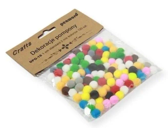 Dekoracje pompony 1cm mix kolorów 120szt - Penword