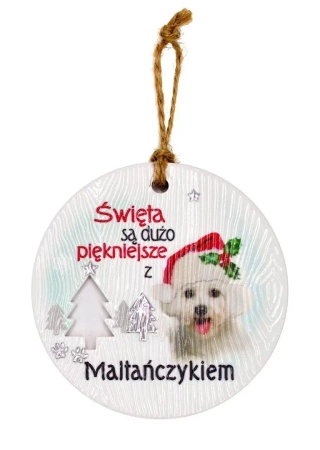 Zawieszka ceramiczna Boże Narodzenie Maltańczyk - Kukartka