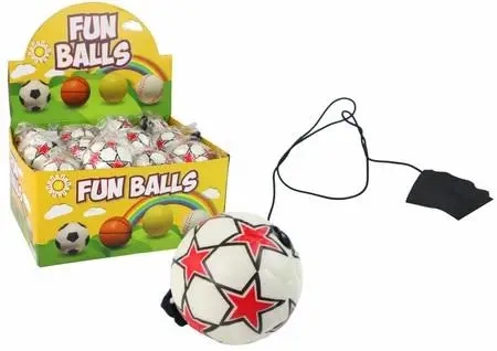 Piłka nożna na gumce jojo 6cm biała z gwiazdami - Leantoys