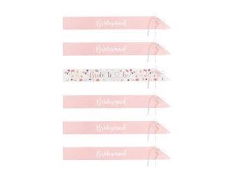 Szarfy Bride to be i Bridesmaid 76cm 6szt - PartyDeco