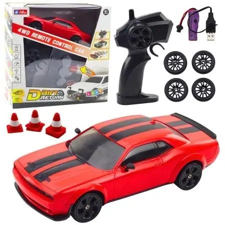 Auto sportowe RC z wymiennymi kołami czerwone - Leantoys