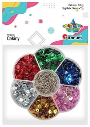 Cekiny 7mm 6 kolorów + szpilki 15mm - Titanum