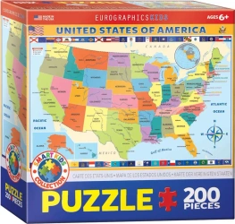 Puzzle 200 Smartkids EG-Map of the USA 6200-0651 - Eurographics