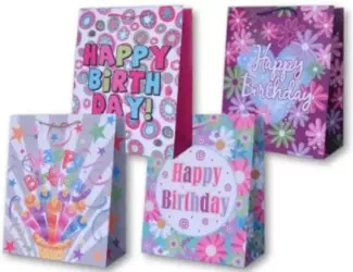 Torebka ozdobna laminowana PL-6 średnia urodziny - Panorama