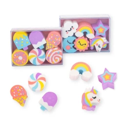 Gumka pastelowa 6szt mix wzorów - TRENDHAUS