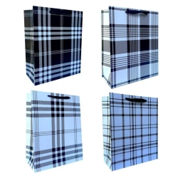 Torebka prezentowa L czarno-biała krata mix - Ju-Piter