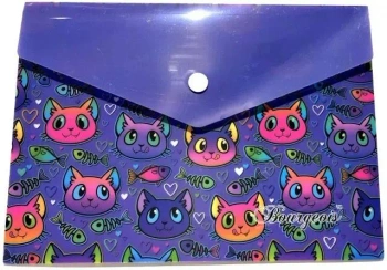 Teczka A5+ plastikowa z klipsem Kotki - Fresh