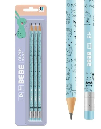 Ołówek 3szt Bebe Kids Pastel - INTERDRUK
