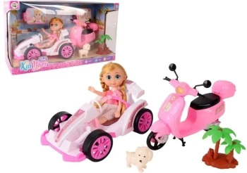 Laleczka z pojazdami bolid i skuter - Pro Kids