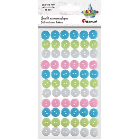 Guziki plastikowe samoprzylepne pastel 66szt - Titanum