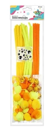 Zestaw druciki, pompony, oczka żółte 80szt - Titanum