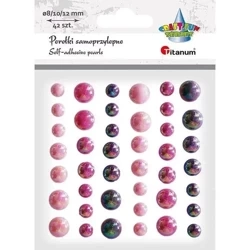 Perełki samoprzylepne różowe 42szt - Titanum