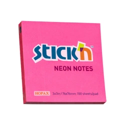 Notes samoprzylepny 76x76 mm ciemnoróżowy neon 100 kartek - STICKN