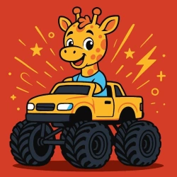 Malowanie po numerach - Żyrafa w samochodzi Kids - Ideyka