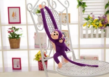Maskotka małpka z dzieckiem fioletowa 90cm - Leantoys