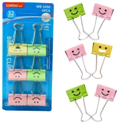 Klipsy biurowe kolorowe buźki 6szt - Leantoys