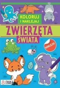 Zwierzęta świata. Kolorowanki z naklejkami - praca zbiorowa