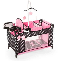 Łóżeczko dla lalki czarne z akcesoriami - Bayer Design