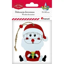 Zawieszka drewniana Mikołaj siedzący 74x98mm - Titanum