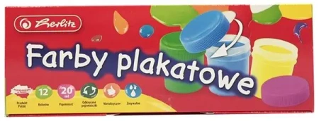 Farby plakatowe szkolne 12 kolorów x 20ml - HERLITZ