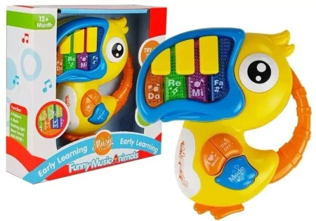 Pianinko Do Re Mi papuga żółte - Leantoys