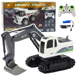 Koparka gąsienicowa R/C światła dźwięki biała 1:24 - Leantoys