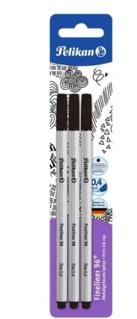 Cienkopis Fineliner 96 0,4mm czarny 3szt - PELIKAN