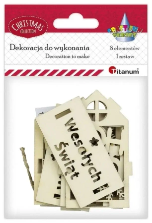 Zawieszka drewniana 3D domek ażurowy 69x56x85mm - Titanum