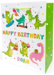 Torebka ozdobna matowa 18x23x10cm Dinozaury - Fresh